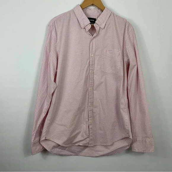 Bonobos Pink Checkered Gingham Slim Fit Button Down Shirt Size XL - Picture 1 of 8